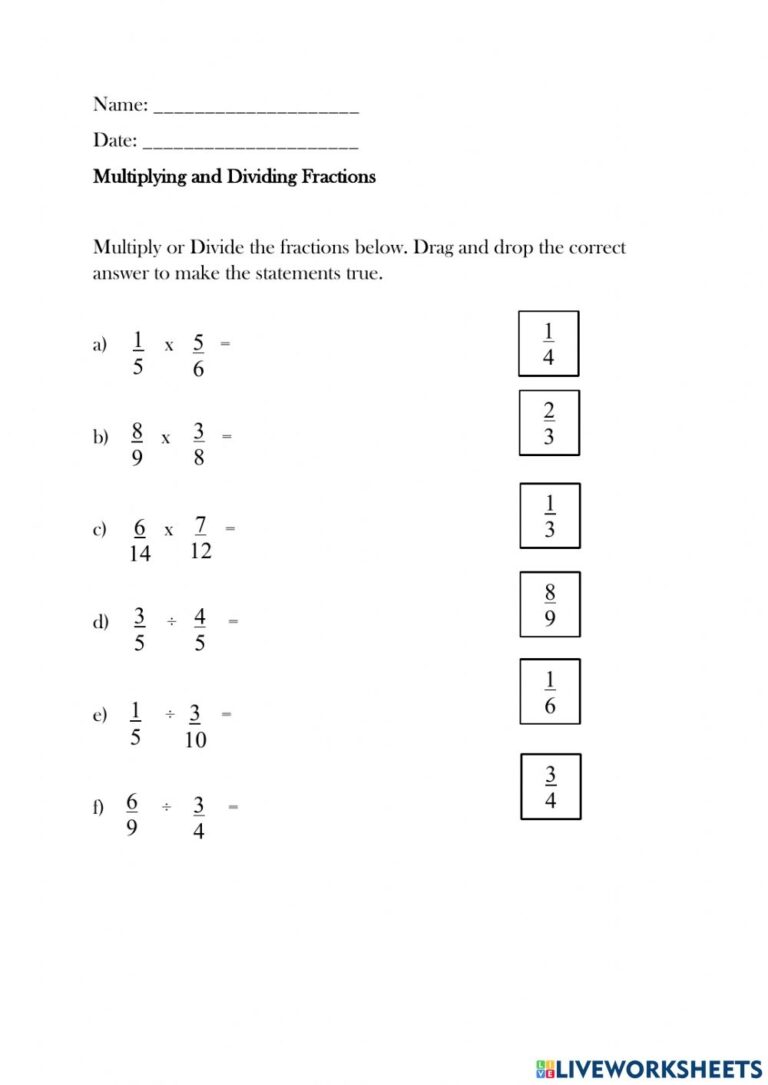 Multiplication And Division Fractions Worksheets - Printable Worksheets