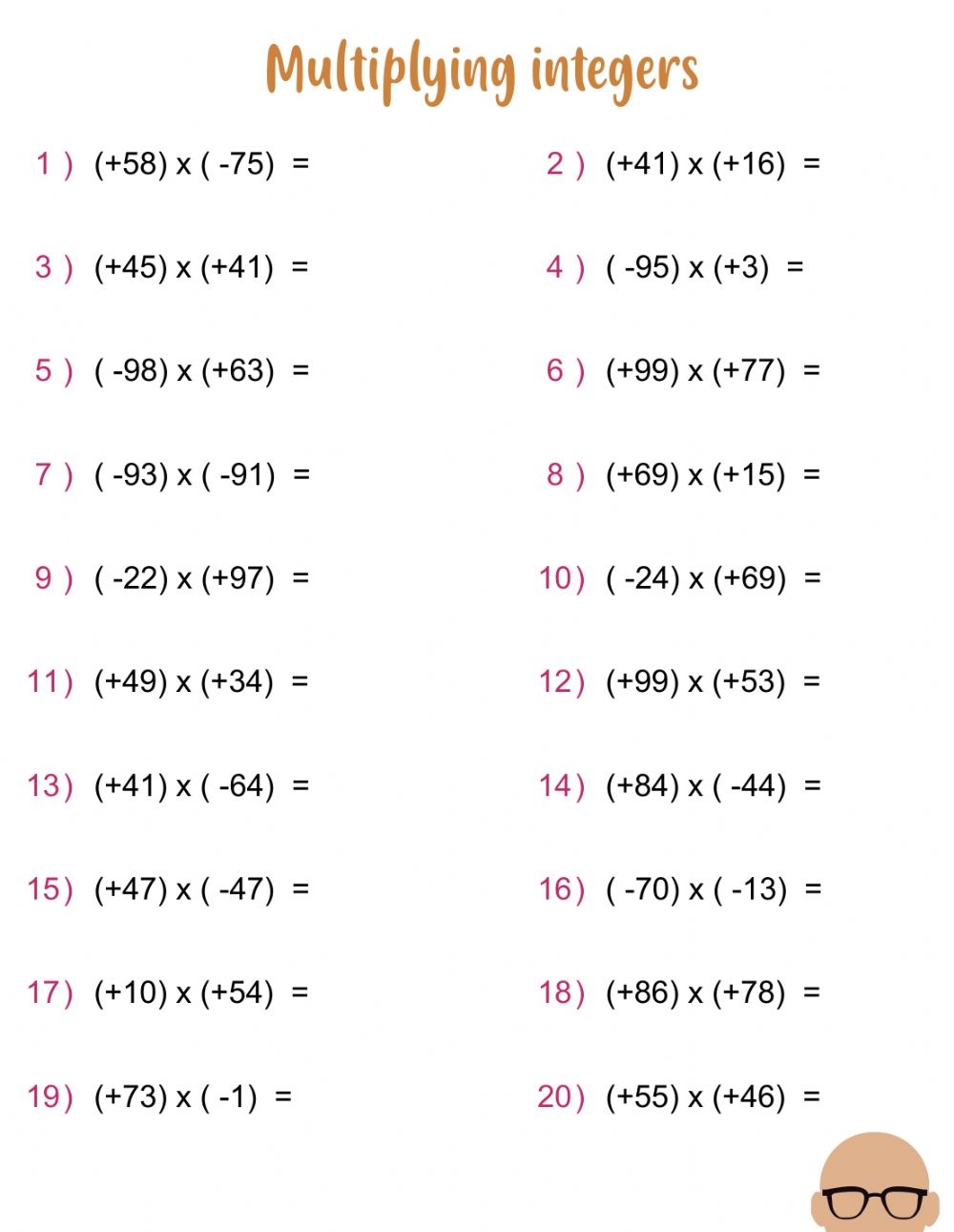 Multiplying And Dividing Integers Worksheet