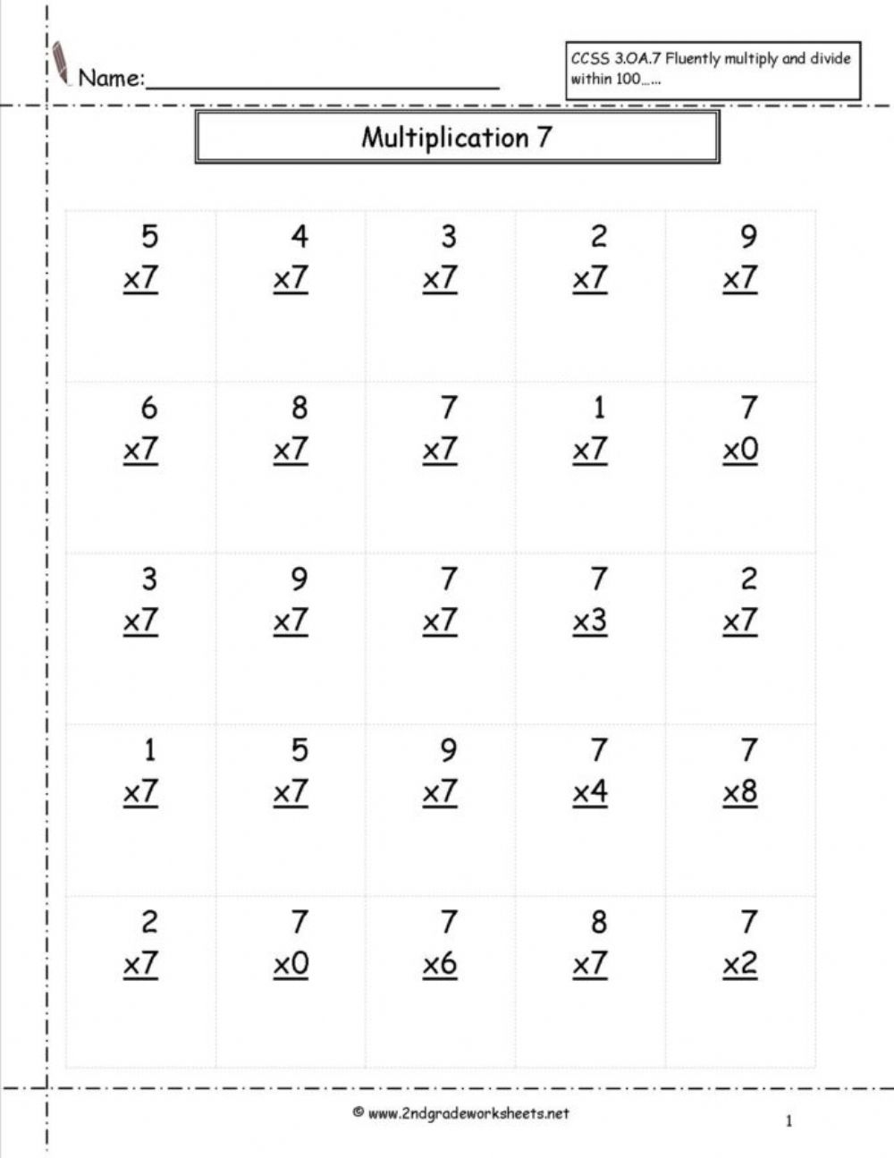 7 Multiplication Sheet