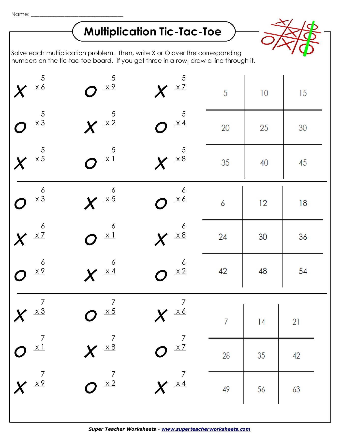 Name Multiplication Tic Tac Toe Super Teacher Worksheets Flip EBook Pages 1 8 AnyFlip