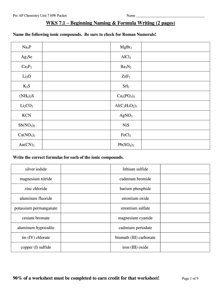 Naming Binary Compounds Worksheet Fill Out Sign Online DocHub