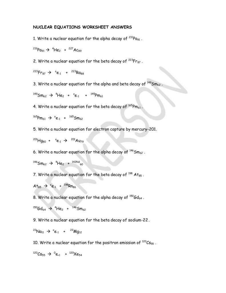 NUCLEAR EQUATIONS WORKSHEET ANSWERS TypePad Flipbook By FlipHTML5
