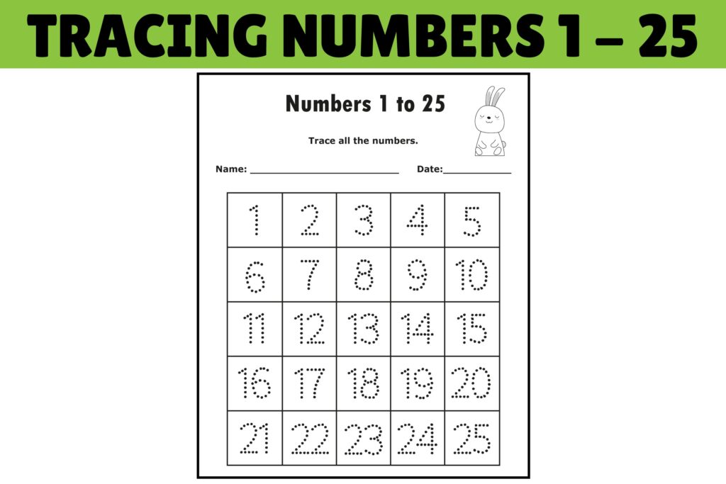 Number Tracing Worksheet 1 To 25 Grafik Von Sarita Kidobolt Creative Fabrica
