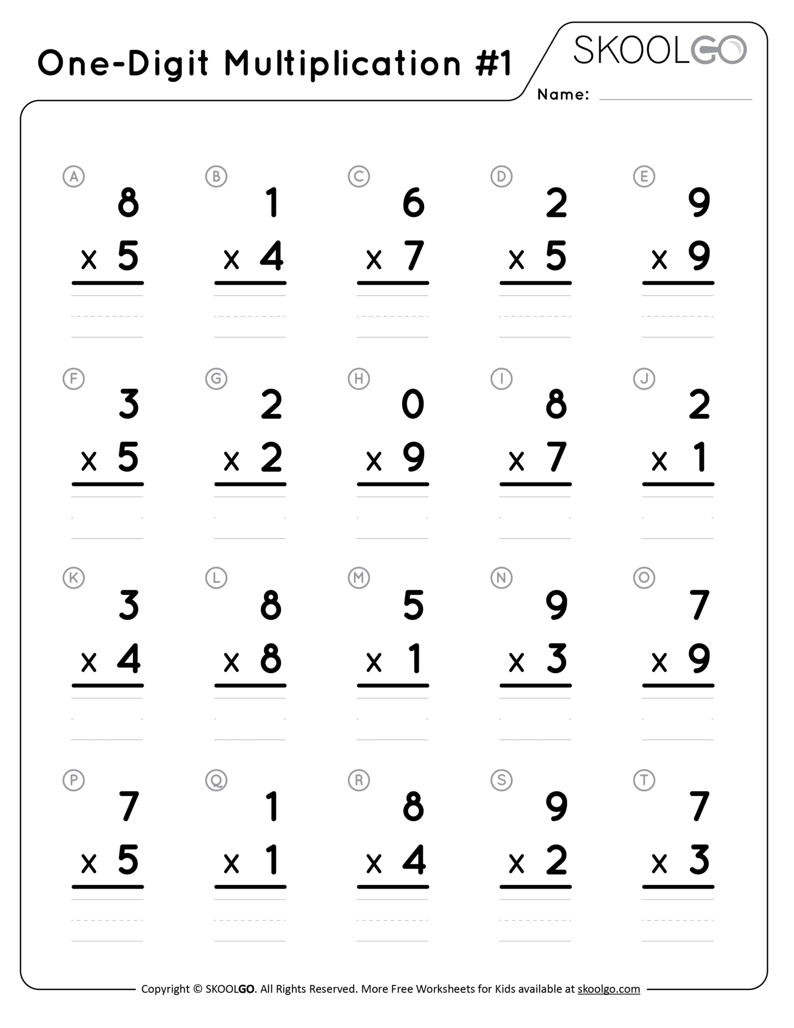 Multiplication Worksheets 1 23 4 5 10 11