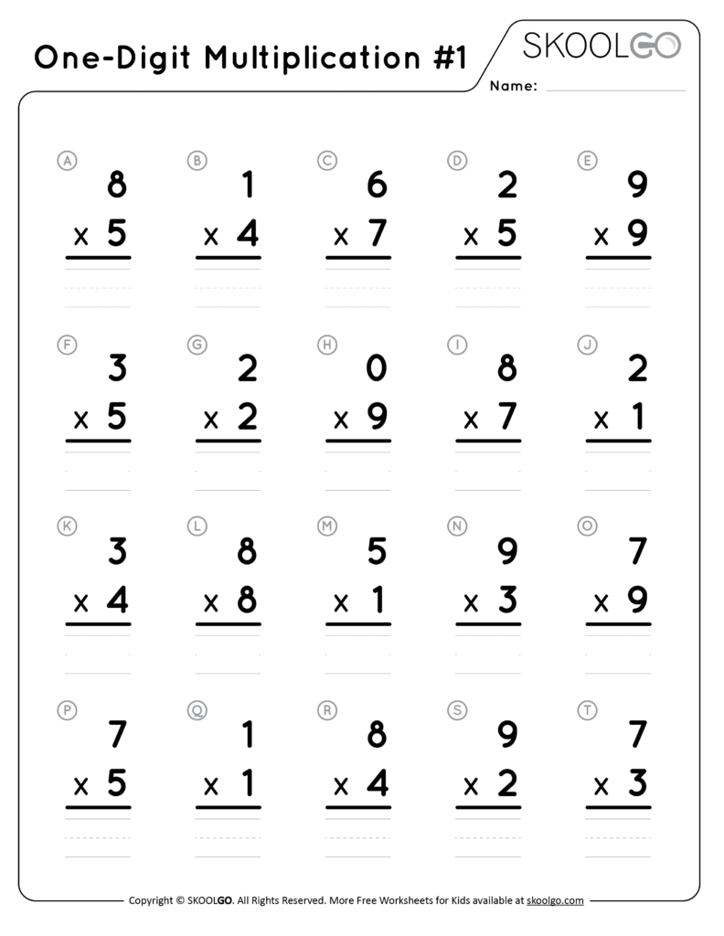 Multiplication Worksheets For Kids Printable Worksheets