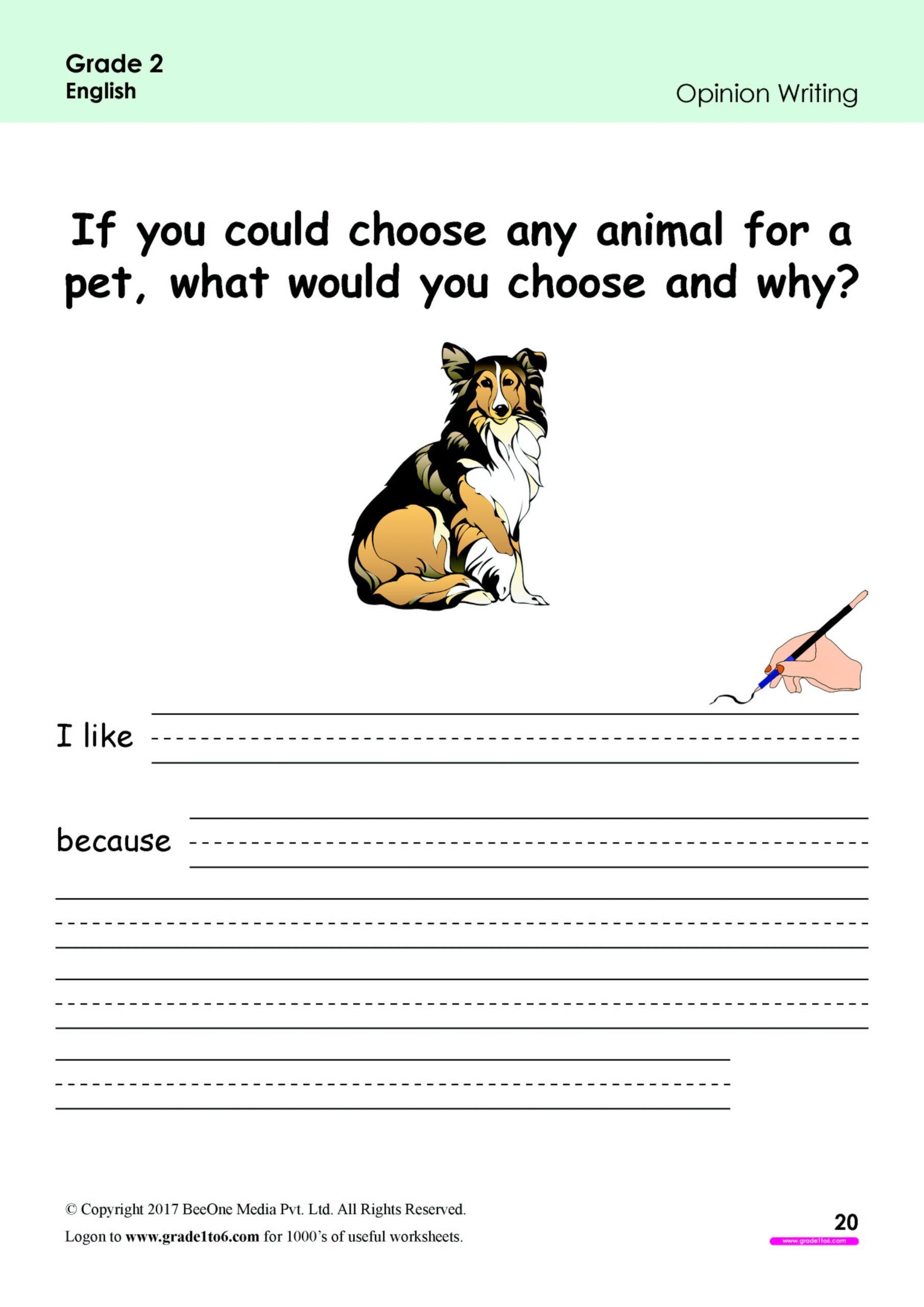 Opinion Writing Worksheets For Grade 2 www grade1to6