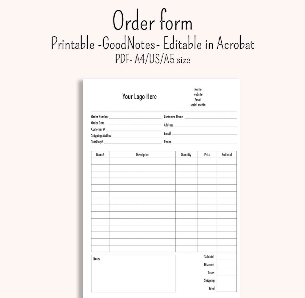 A4 Printable Form