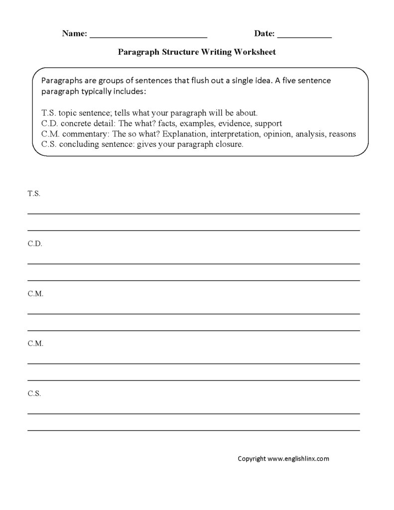 Paragraph Structure Writing Worksheets Paragraph Writing Worksheets Paragraph Writing Teaching Paragraph Writing