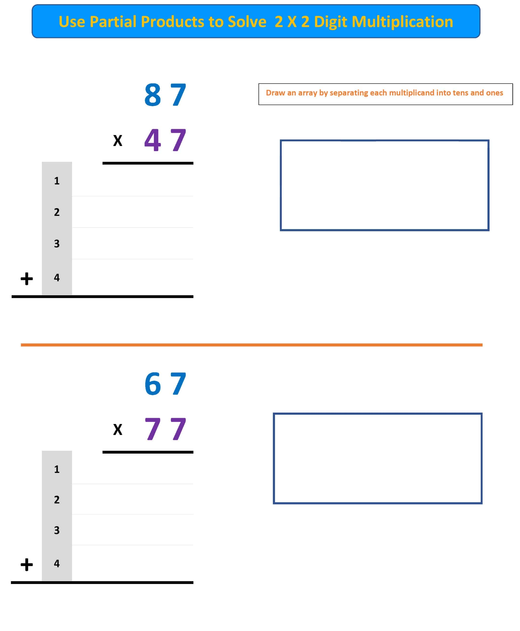 2-digit By 2-digit Multiplication Partial Products Worksheets Pdf