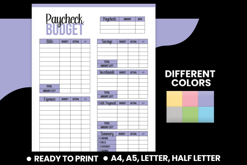 Free Paycheck Planner Budget Worksheet