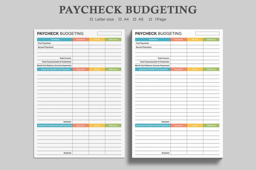 Paycheck Budget Sheet
