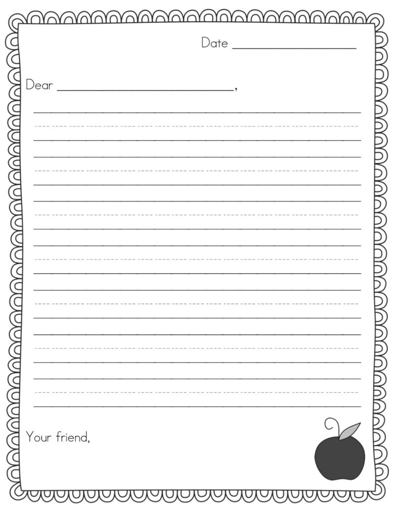 2nd Grade Letter Writing Template - Printable Worksheets
