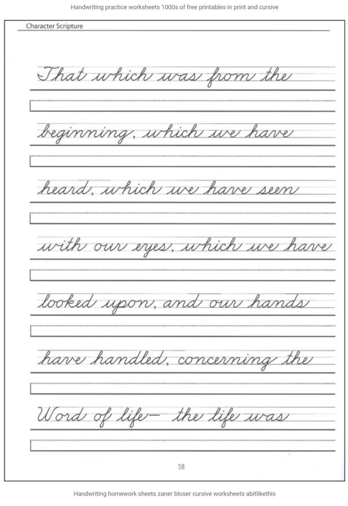 Cursive Writing Sentences Worksheets Pdf