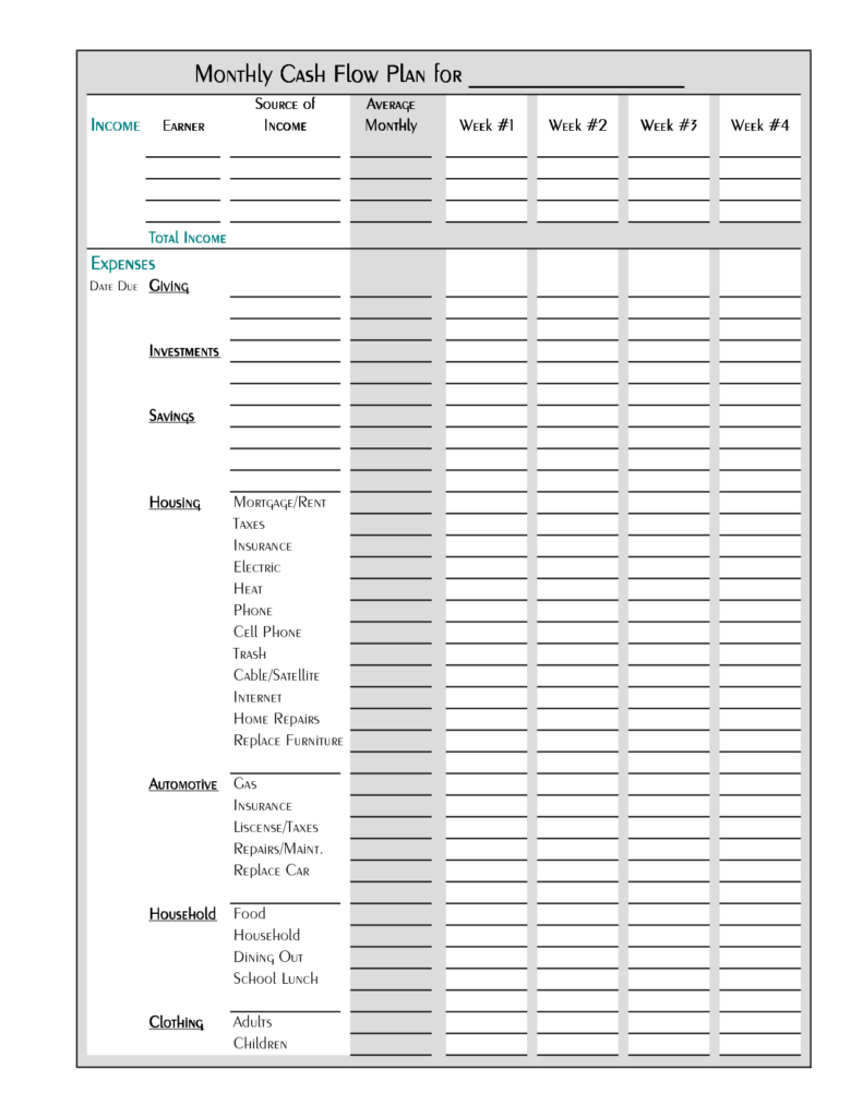 Free Printable Home Budget Worksheet