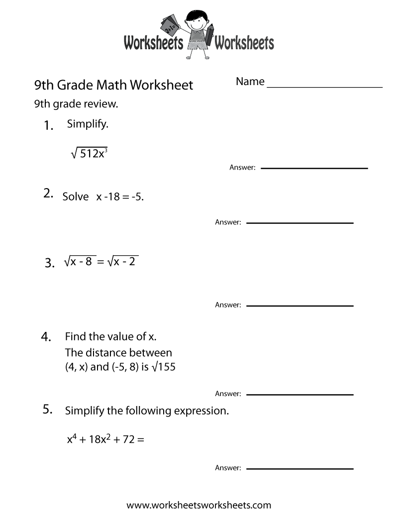 Ninth Grade Math Practice Worksheet Free Printable Educational Worksheet Probability Worksheets Math Review Worksheets 9th Grade Math
