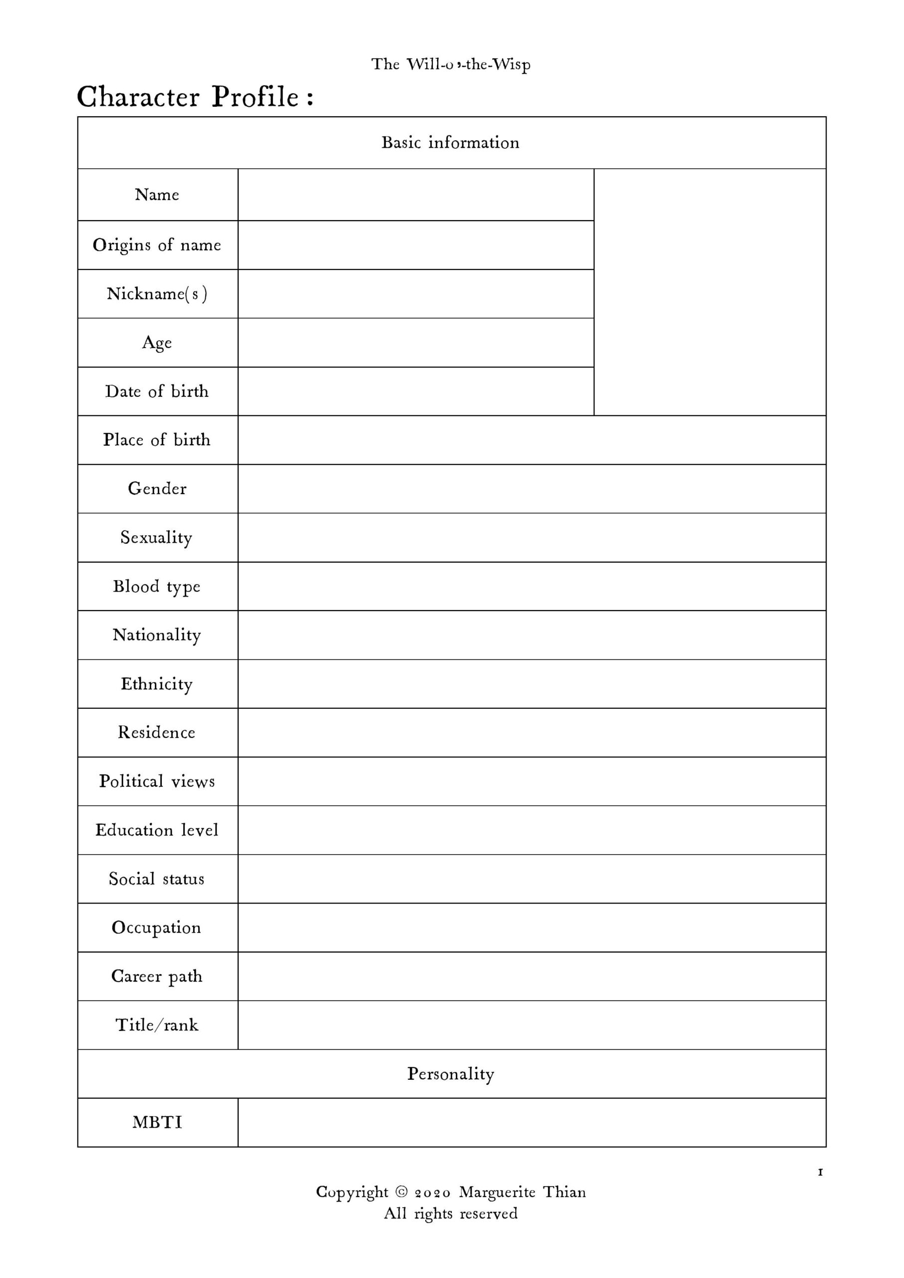 Character Profiles Getting To Know Your Characters free Templates Character Sheet Writing Character Bio Template Writing Characters