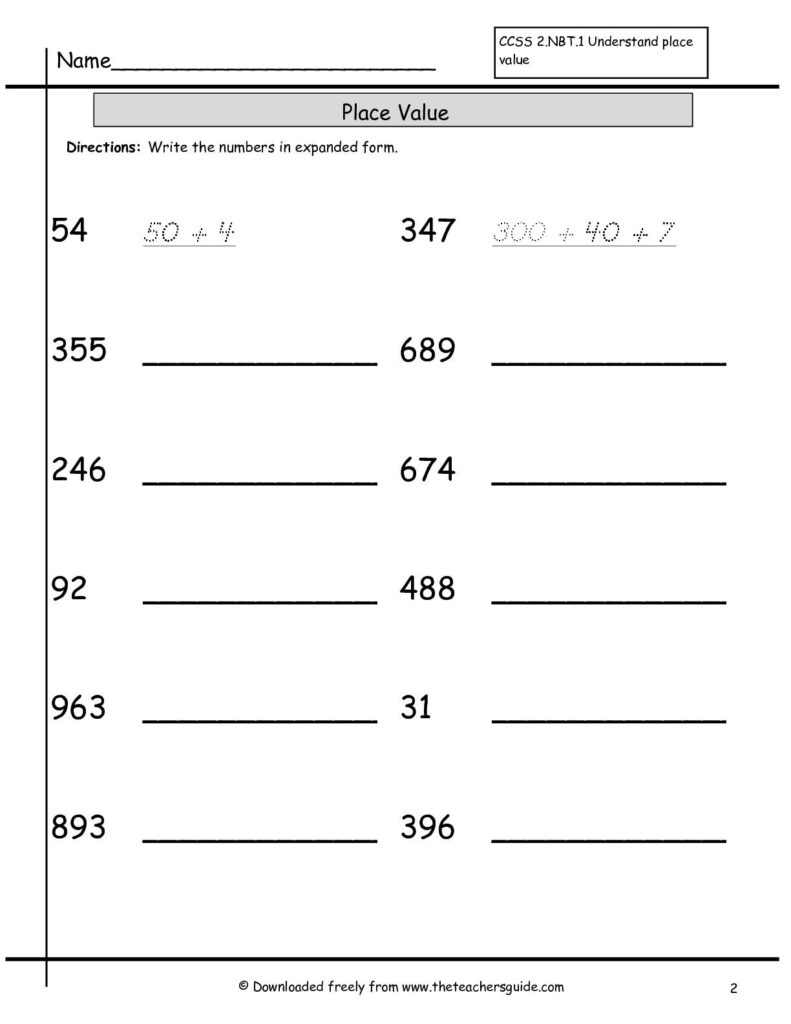 Place Value Worksheets From The Teacher s Guide Expanded Form Worksheets Place Value Worksheets Expanded Form Math