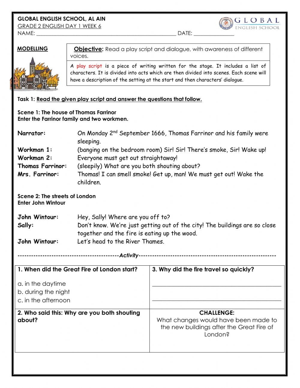 Play Script Worksheet
