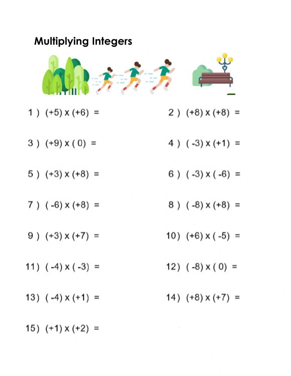 Practice Multiplying Integers Worksheet