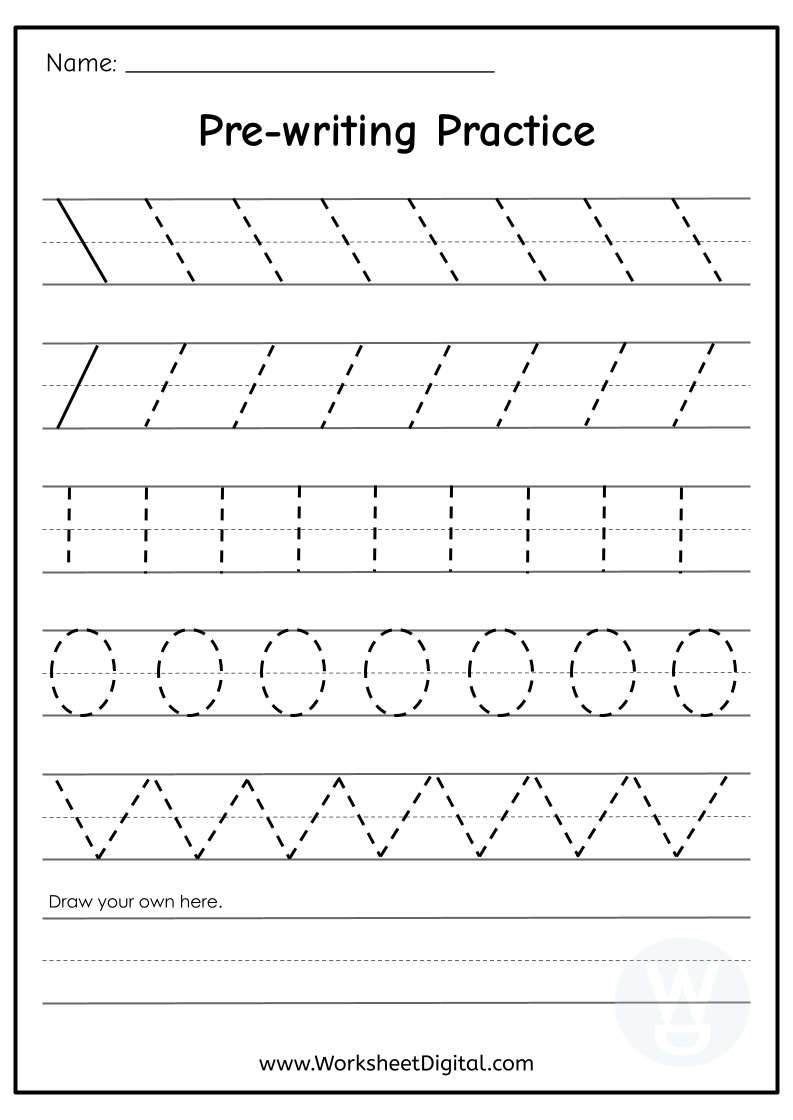 Pre Writing Practice Worksheet Digital