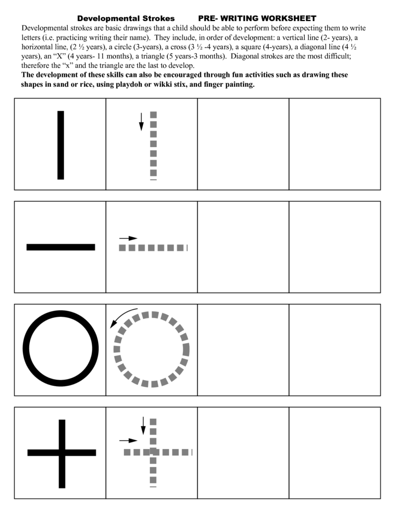 Pre Writing Strokes Worksheets Free