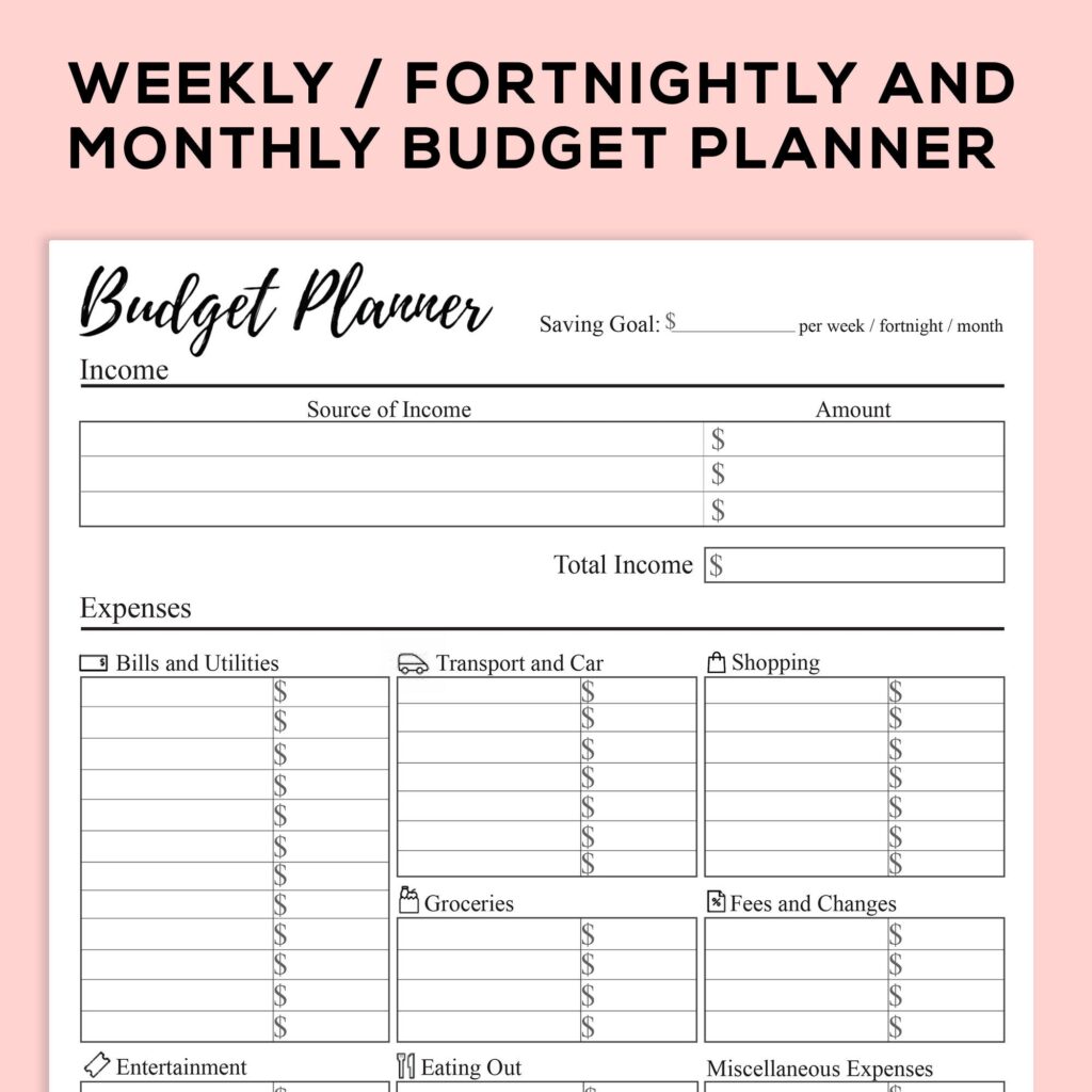 Printable Budget Planner For Weekly Fortnightly And Monthly Etsy de
