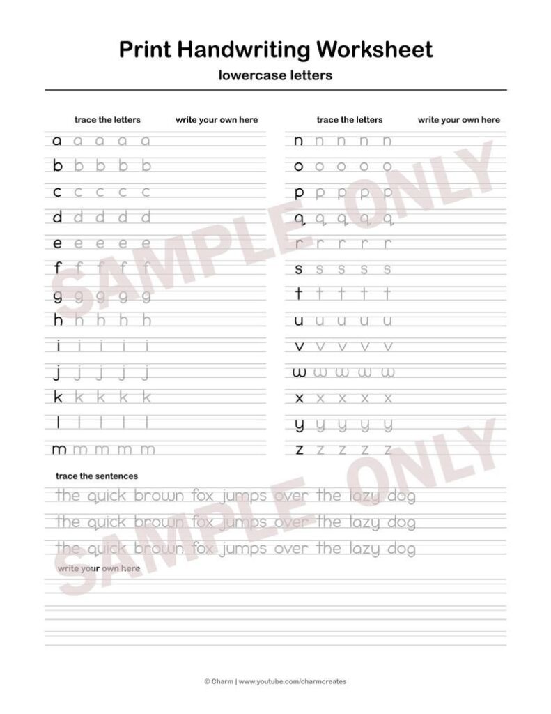 Print Handwriting Worksheets For Adults