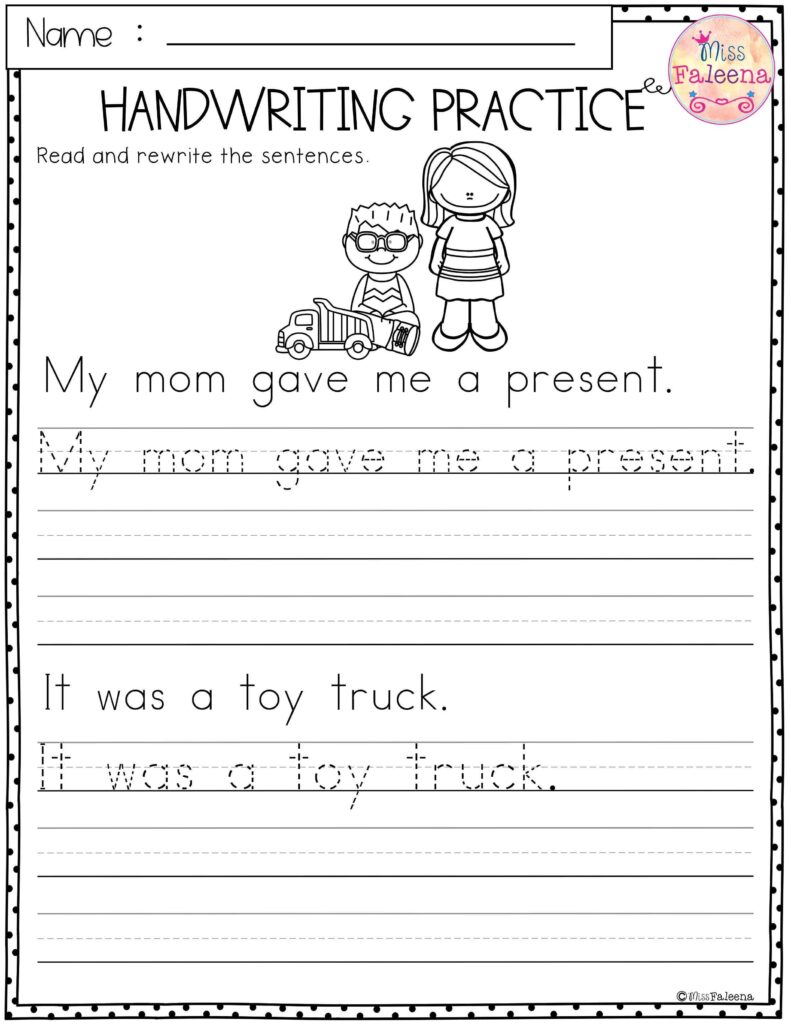 Kinder Sentence Practice Printables