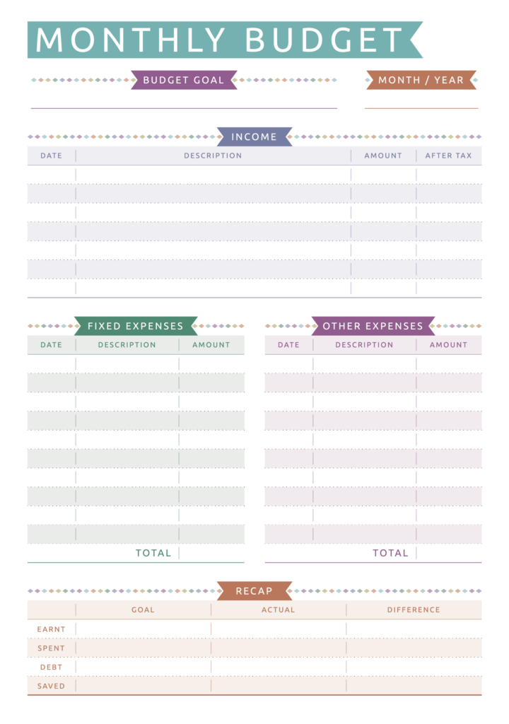Printable Monthly Budget Casual Style PDF Download Monthly Budget Planner Monthly Budget Printable Budget Planner Template