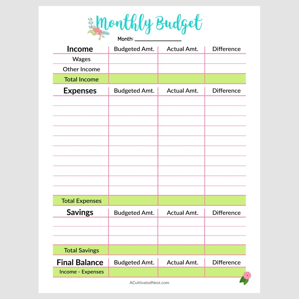 Simple Budget Template For Kids