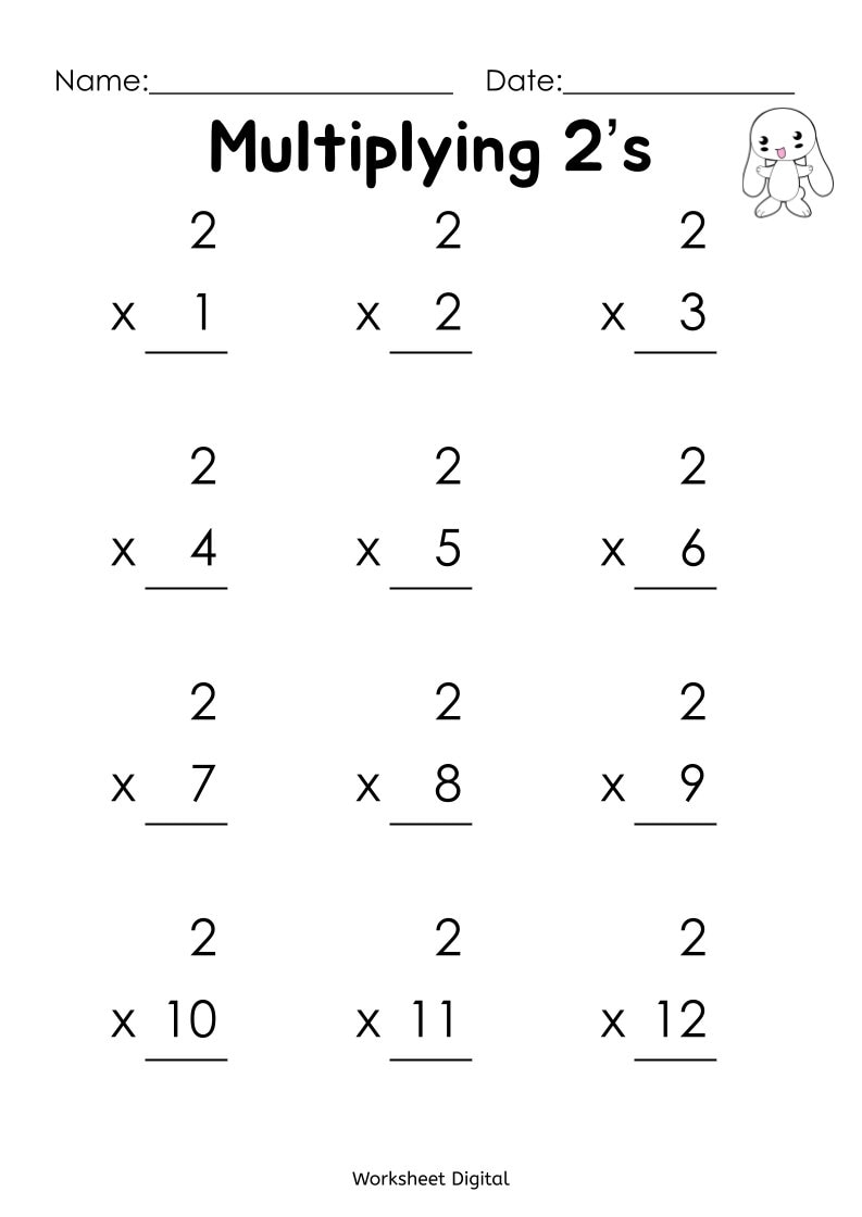 Printable Multiplication Multiplying Worksheets Numbers 1 Etsy de