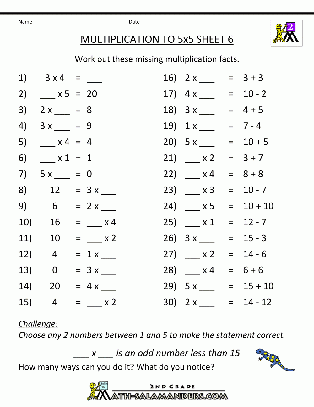 Multiplication Worksheets For Grade 6