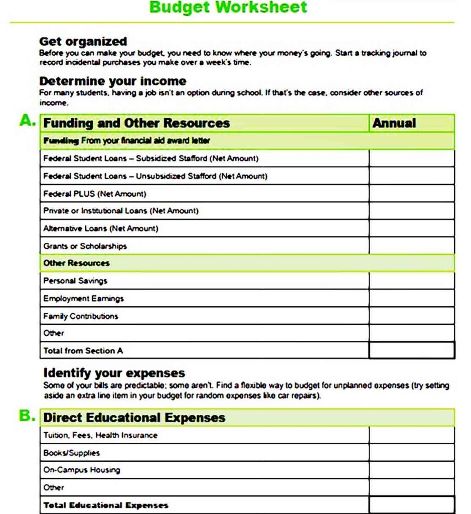 Printable School Budget Template Budget Template Budgeting Budgeting Worksheets