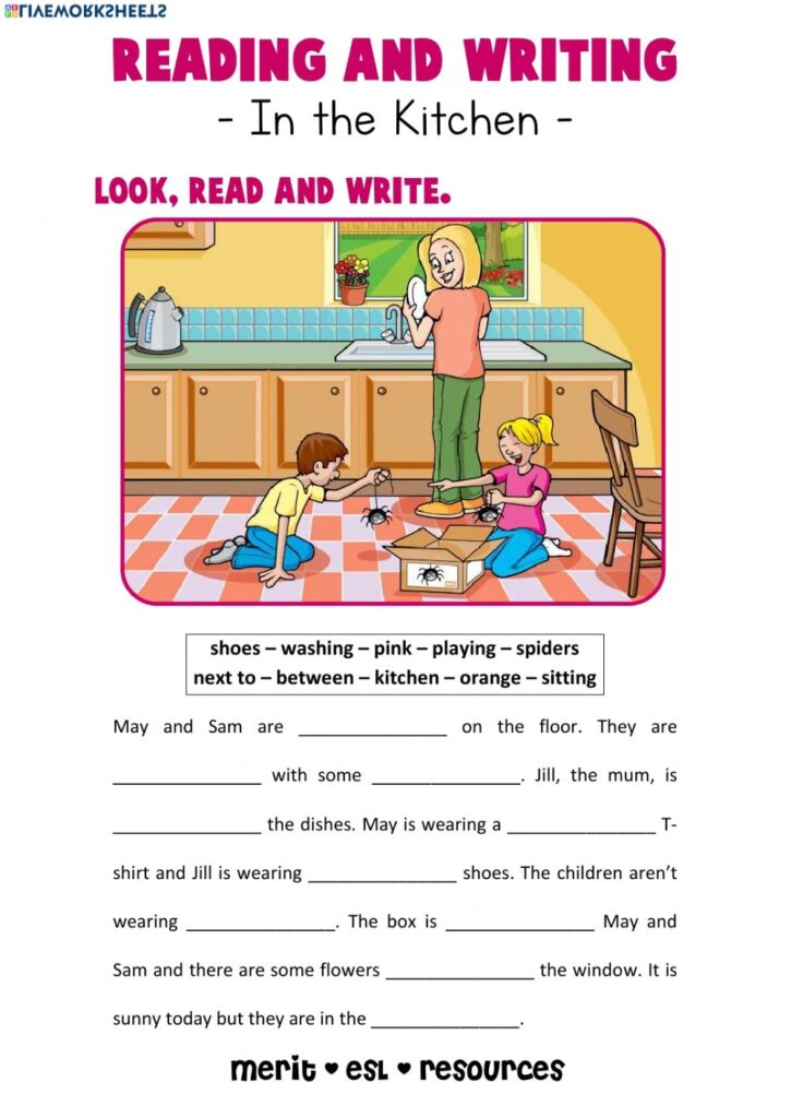 Reading And Writing In The Kitchen Worksheet