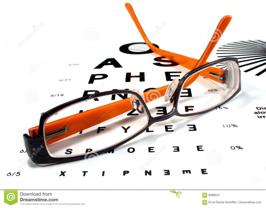 Reading Glasses On Eye Chart Stock Image Image Of Diagnostic Ophthalmic 6388541