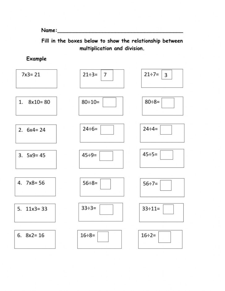 Relationship Between Multiplication And Division Worksheets - Printable ...