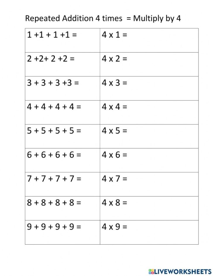 Multiplication By 4 Worksheets - Printable Worksheets