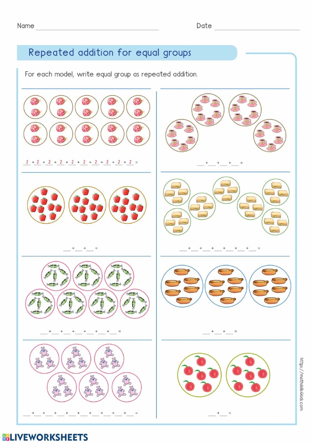 Repeated Addition Multiplication Worksheets