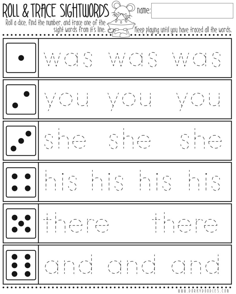 Roll And Trace Sight Words With Thanksgiving Mouse Kindergarten Worksheets Sight Words Sight Word Worksheets Sight Words Kindergarten