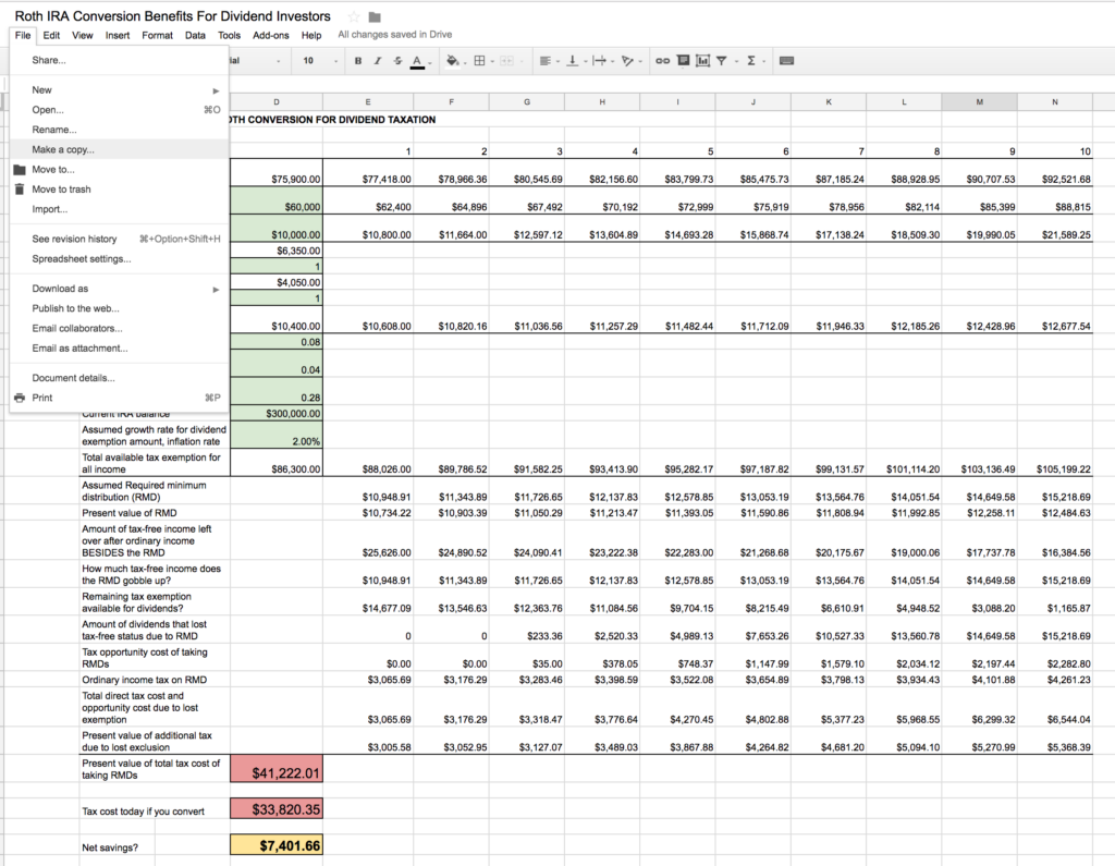 Roth IRA Conversion Spreadsheet Seeking Alpha