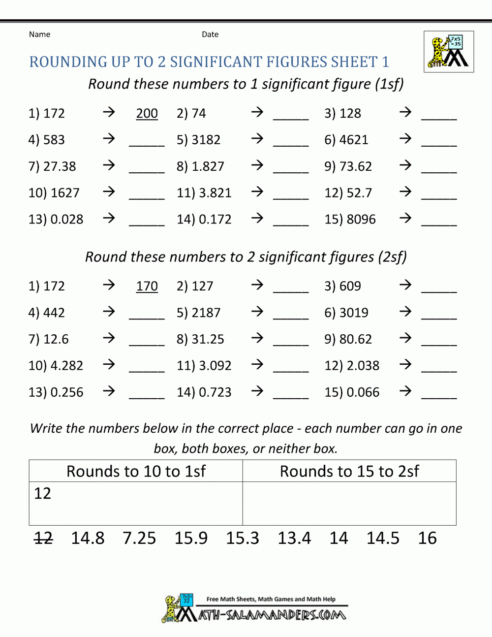 Significant Figures Multiplication And Division Worksheets