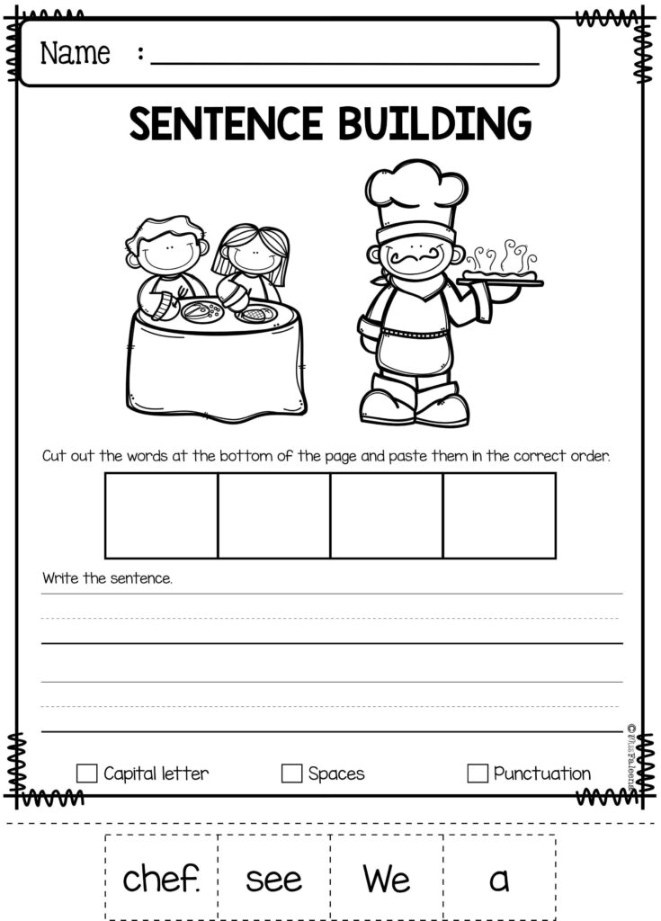 Sentence Writing Worksheets For Kindergarten