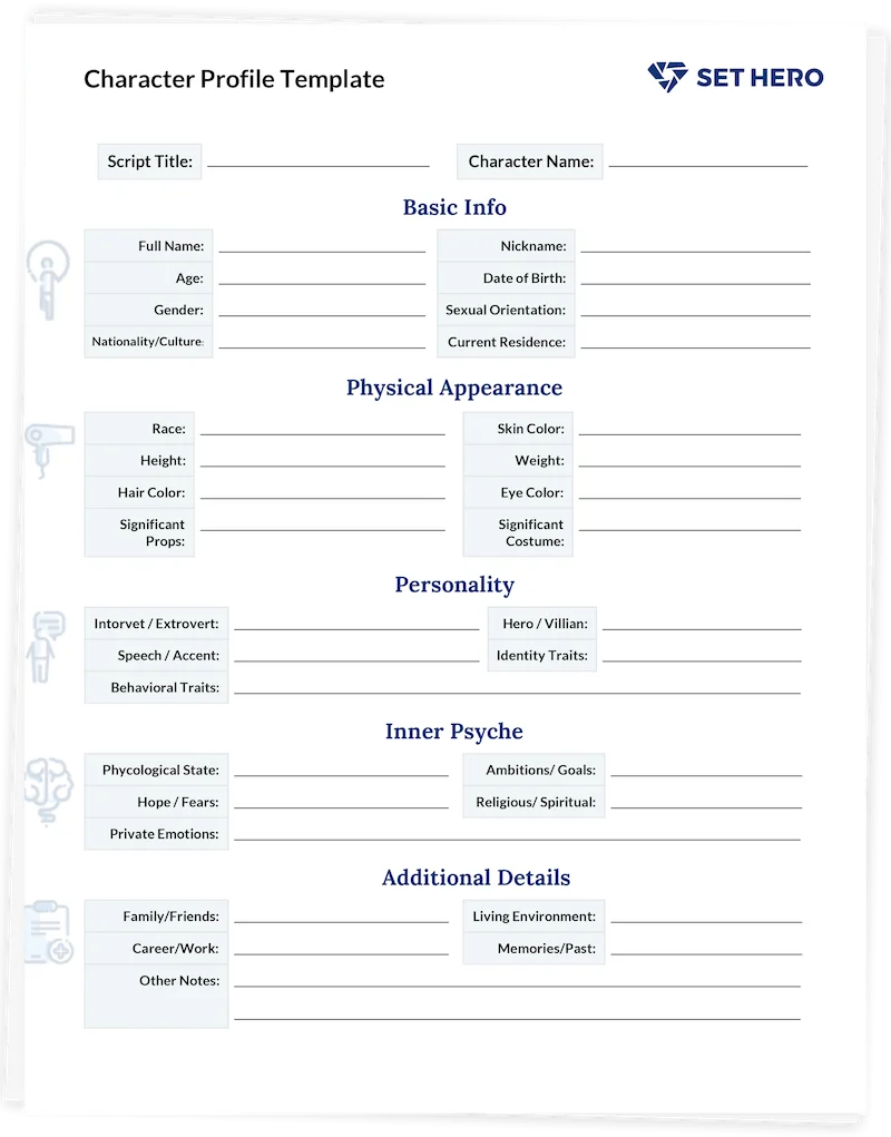 Character Profile Worksheet For Students
