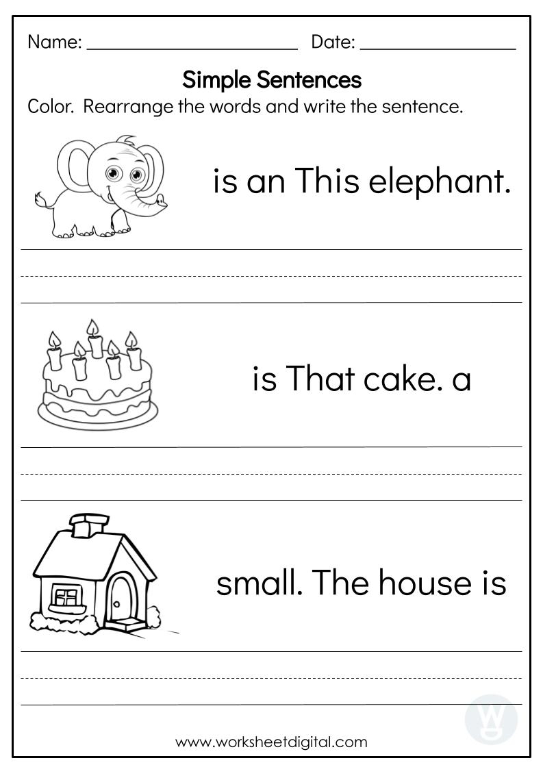 Simple Sentences W1 Worksheet Digital