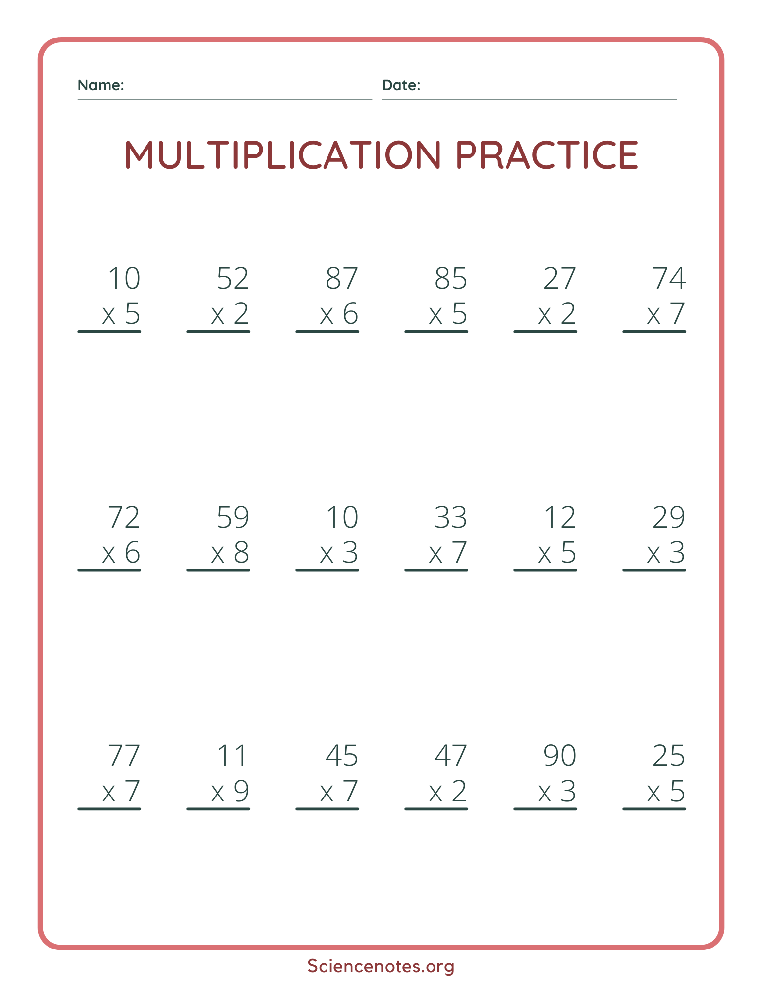 1-digit Multiplication Worksheets Pdf
