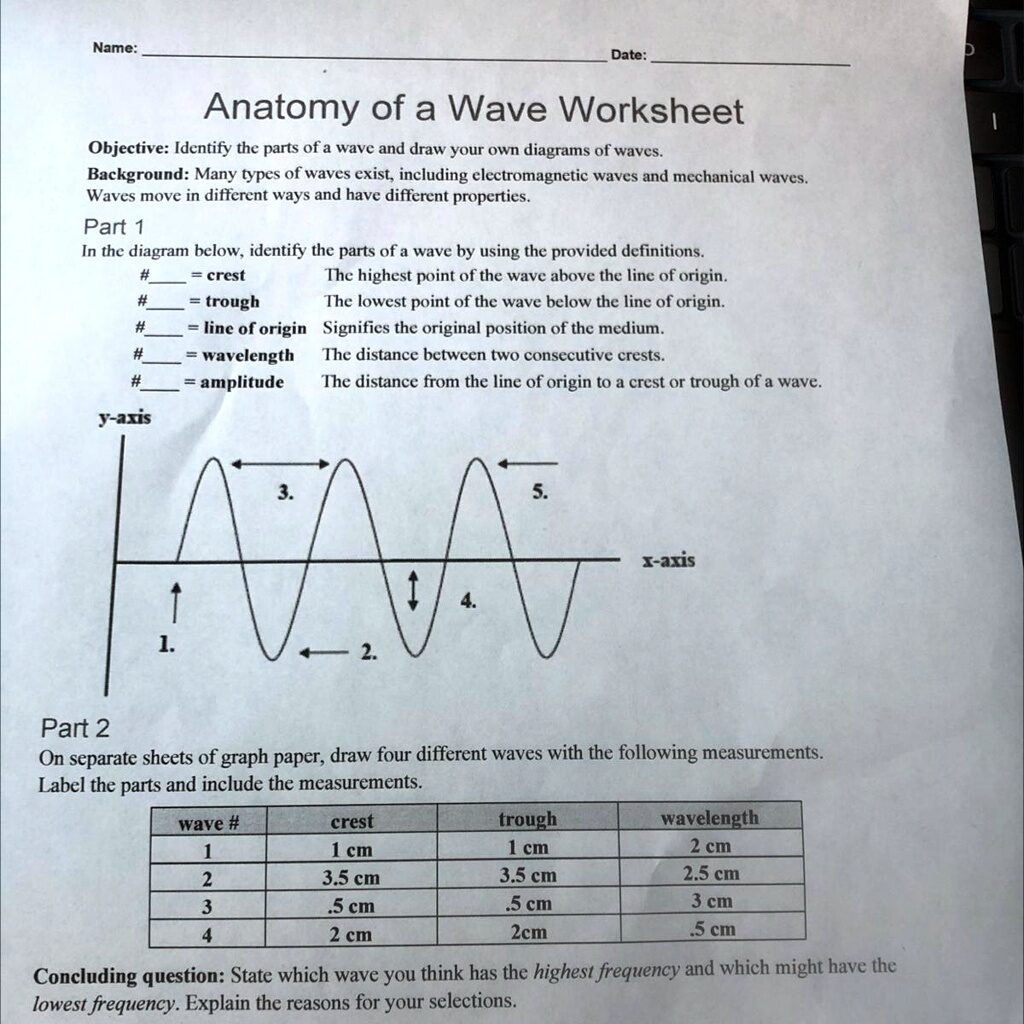 Anatomy Of A Wave Worksheets Answers