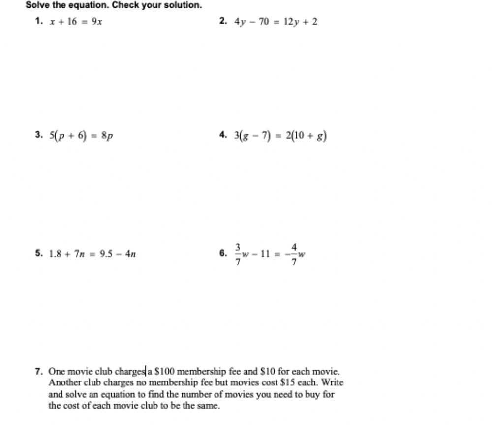 Solving With Variables On Both Sides Worksheet