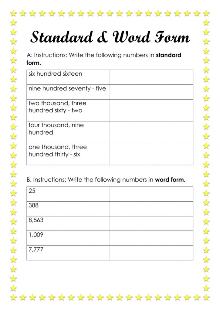 Standard And Word Form Interactive Worksheet