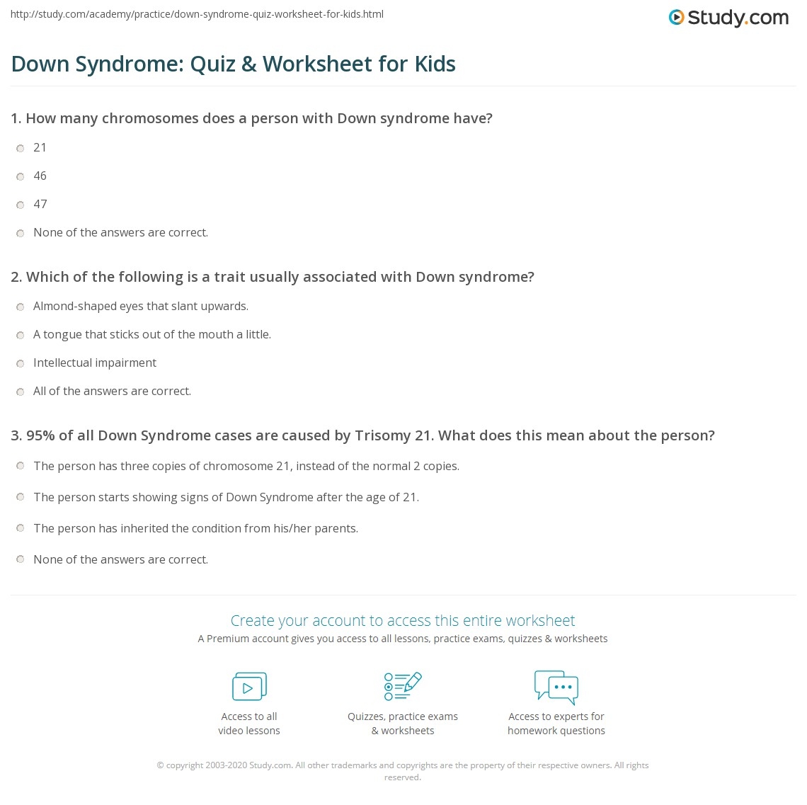 Printable Worksheets For Down Syndrome