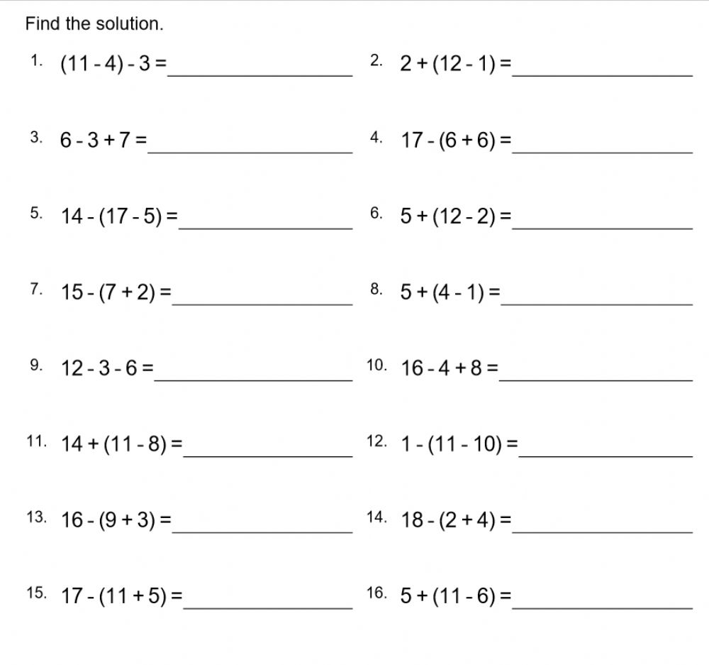 Addition Subtraction Division Multiplication Worksheets
